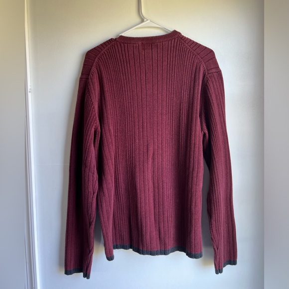 men's Calvin Klein Jeans burgundy cotton v neck knit sweater size Large - Picture 3 of 3